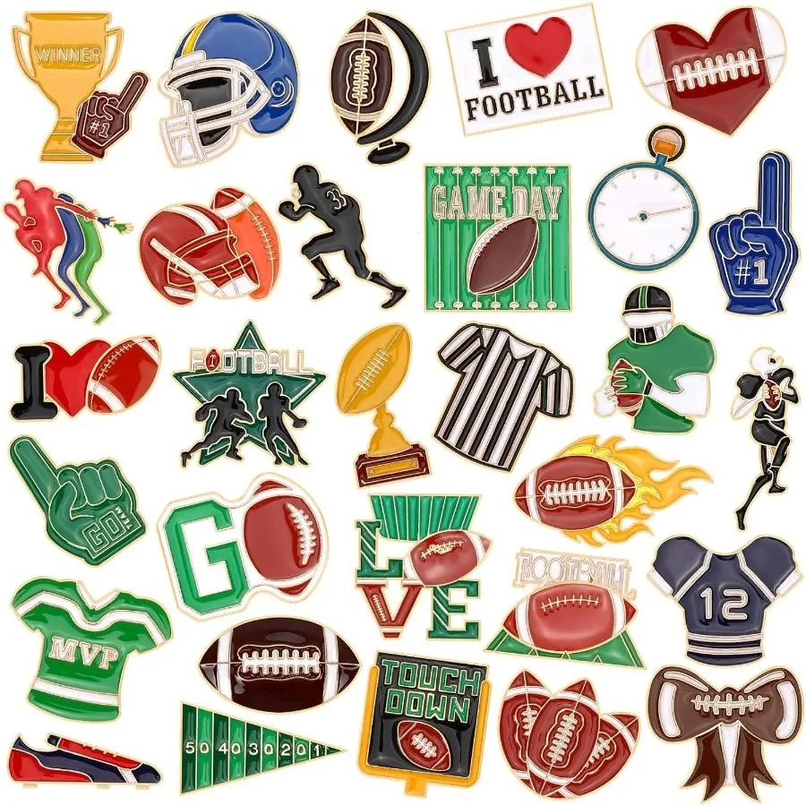 60 uds alfileres esmaltados de fútbol insignias de solapa con temática deportiva para mochilas ropa bolsas sombreros accesorios 30 estilos únicos perfectos para
