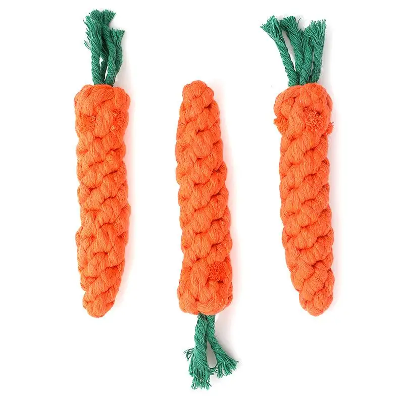 Dog Chew Toys Cartoon Carrot Shape Cotton Rope Bite-proof Pet Teeth Grinding Cleaning Toys Pet Outdoor Training Supplies