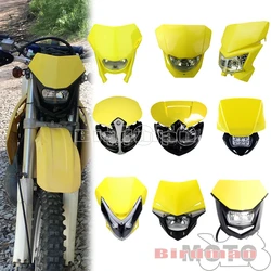 For Suzuki RMZ RM RM-Z DR-Z DR 85 125 250 400 450 Dual Sport Supermoto Yellow Headlight Offroad Front Lights Lamp Mask Fairing