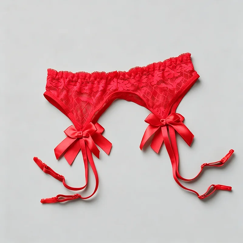 Schwarz/Rot/Rosa/Weiß Spitzen-Strumpfhaltergürtel für Damen, sexy transparente Dessous, verstellbarer Strumpfhaltergürtel für oberschenkelhohe Strümpfe.