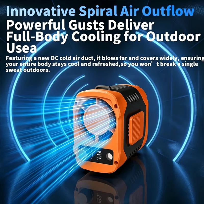 High-speed Waist Fan Outdoor Fan Portable Waist Hanging Neck Strong Dual Air Vents Fans for Travel Sports Courier Outdoor Work