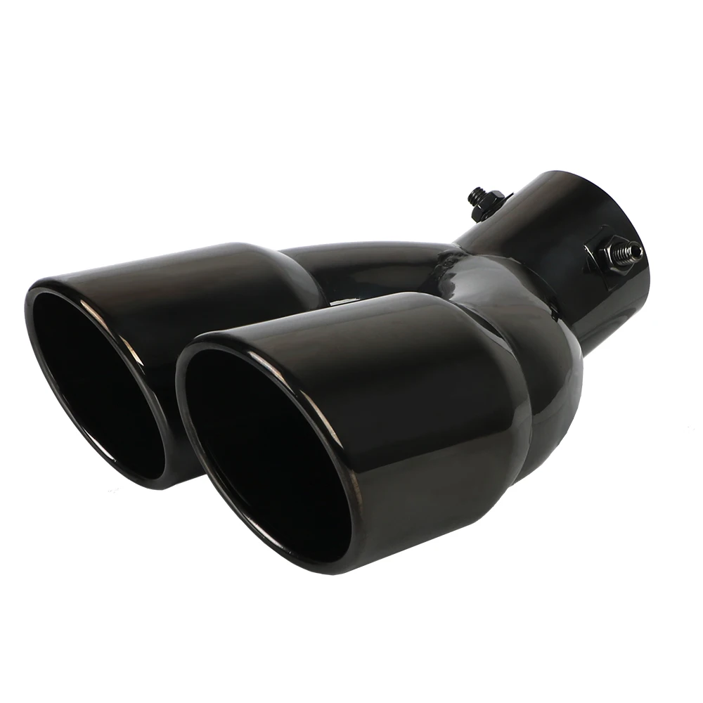 Muffler 63mm Car Inlet Black Double-Barrel Rear Exhaust Tip Tail Pipe Universal Stainless Steel Double Outlet Car Accessories