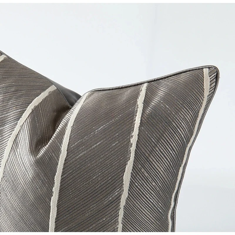 Modern Simplicity Beige White Cushion Cover Herringbone Pattern Jacquard Pillowcase For Living Room Sofa Bedroom