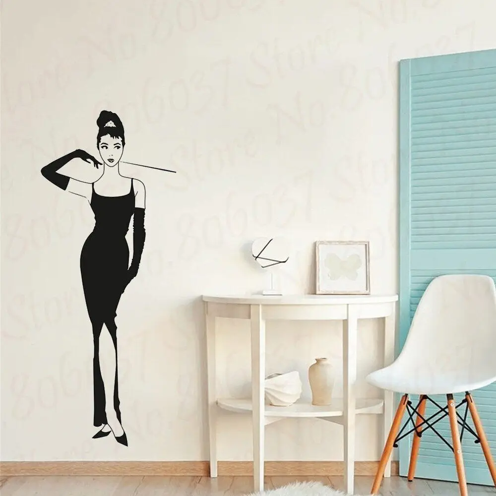 Audrey Hepburn Breakfast Celebrity Wall Art, Actress, Famous Portrait, Cinema Wall Sticker WL2218