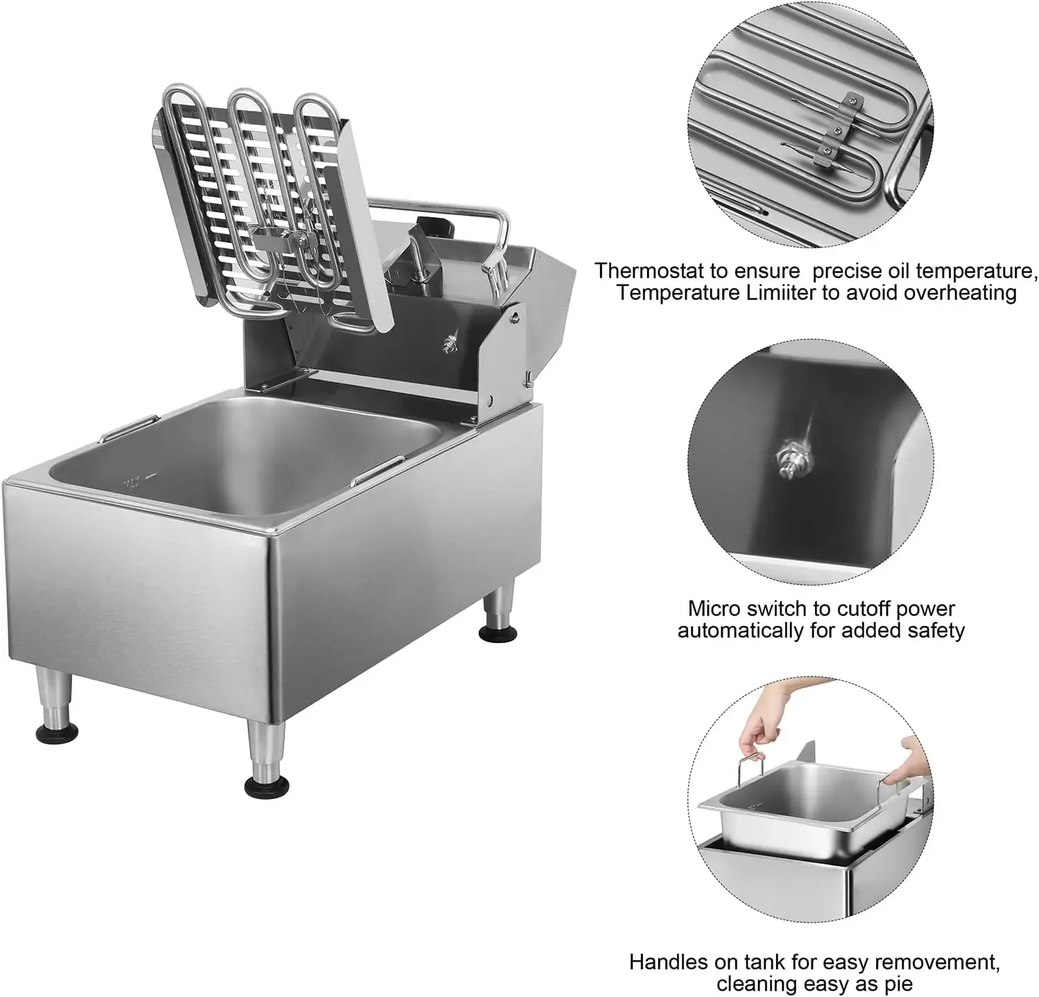 ETL Listed 13Lbs Electric Deep Fryer Countertop with Easy-assembling Solid Basket,Removeable Oil Container for Restaurant Home U