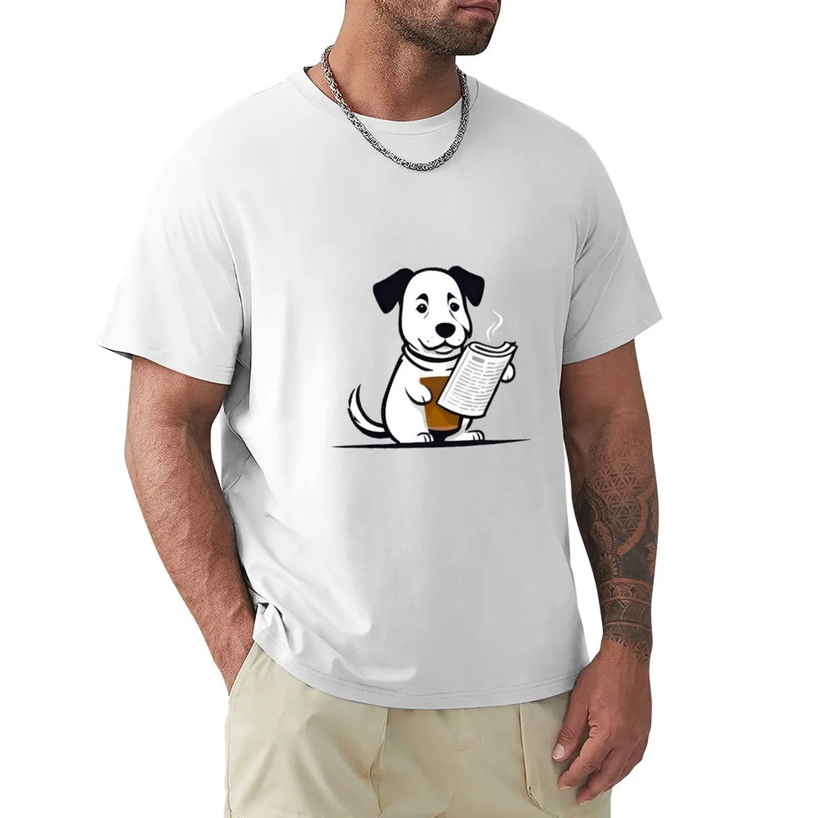 Dog reading the newspaper T-Shirt summer top customs design your own mens funny t shirts