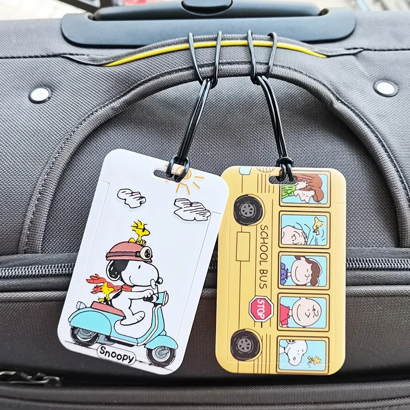 Snoopy Luggage Tag Travel Accessories Cartoon Anime Address Holder Backpack Decoration Label ID Card Case Fashion Boarding Tags