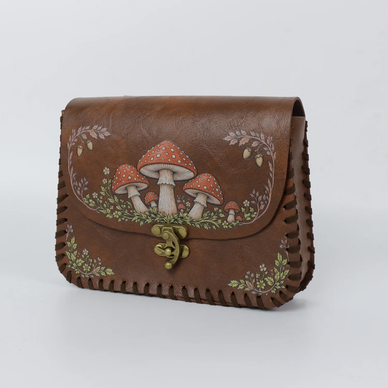 Halloween-Umhängetasche aus PU-Leder mit Hexen-Pilz-Motiv, Halloween-Festival-Cosplay-Handtasche, einzigartiges Geschenk – Detail 4