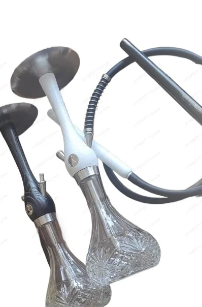 Style Hookah, 58CM Medium Size Stainless Steel & Wood Shisha Pipe for Bar KTV Use, Traditional Arabic Water Pipe
