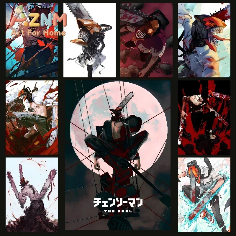 AZNM Chainsaw Man Denji Anime Canvas Wall Art Frameless Print Poster for Home Bedroom Living Room Wall Decor