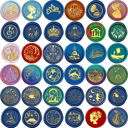 25mm Wax Seal Stamps Head Ocean Wave Sundown Car Train Mixed Pattern Sealing Wax Stamper for DIY Scrapbooking Wedding Card Gift