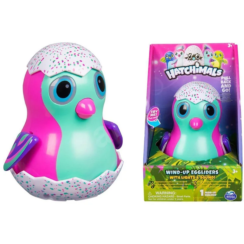 Geassorteerde originele lichten Geluid Muzikale Pull Back Egglider Wind-Up Uitkomen Eieren Pinguïn Speelgoed voor kinderen Verjaardag Kerstcadeau