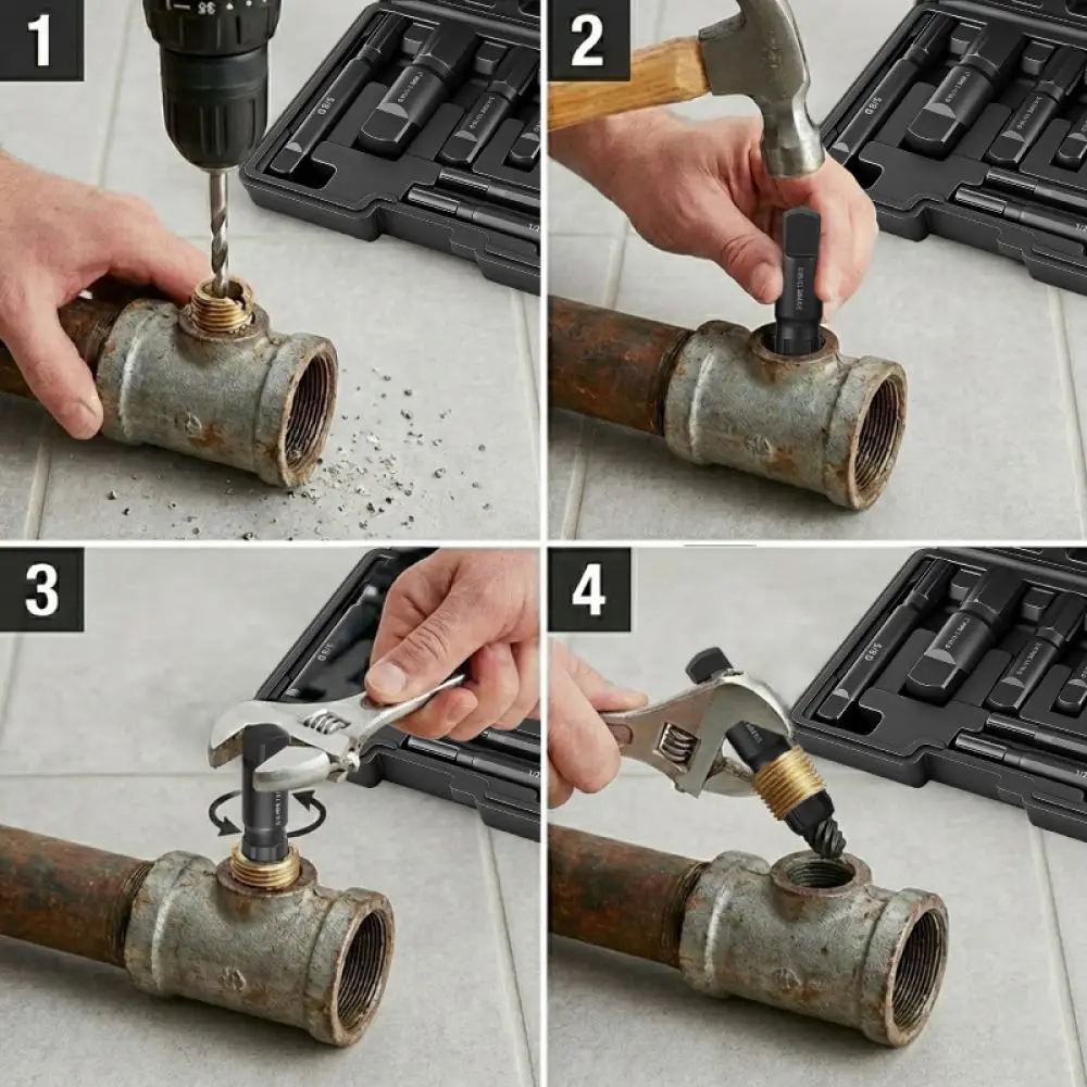 Tap Die Set For Pipe Thread Repair Chrome Molybdenum Steel Screw Extractor Damaged Bolt Remover Plumbing Maintenance