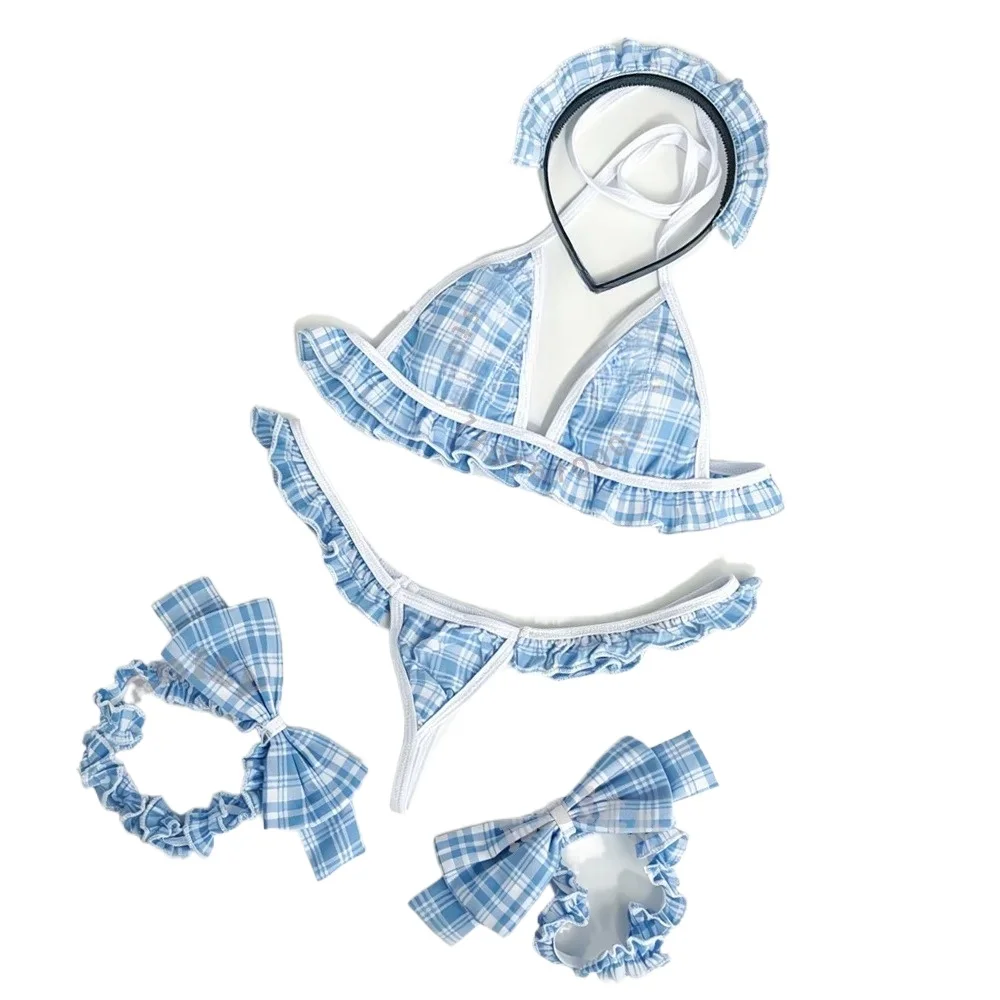 

Anime Lolita Girl Maid Underwear Sexy Uniform Plaid Lingerie Temptation Nightwear Erotic Outfits Cosplay Costumes Cute Swimwear