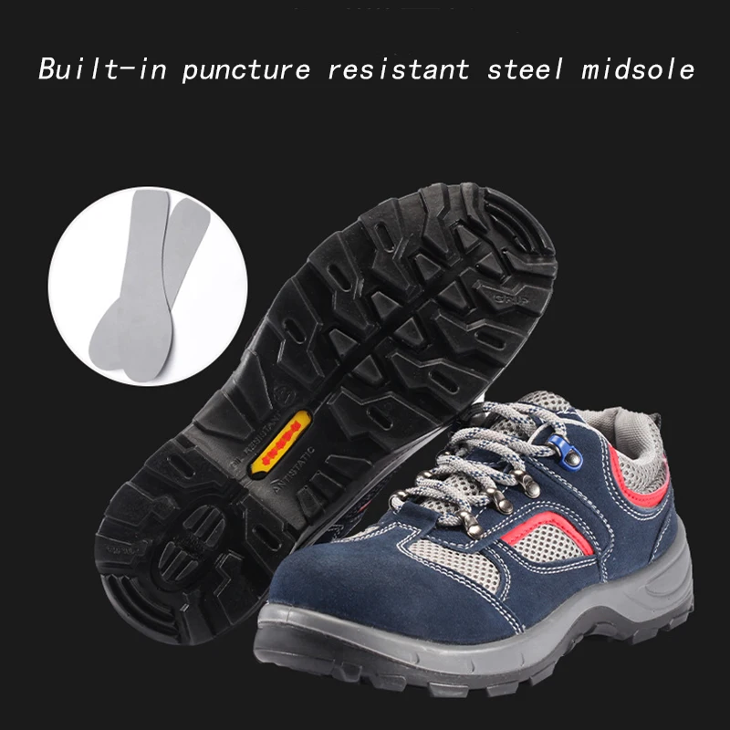 protection shoesAnti impact puncture steel toe cap Lightweight Breathable  Construction site  Men Summer work shoes