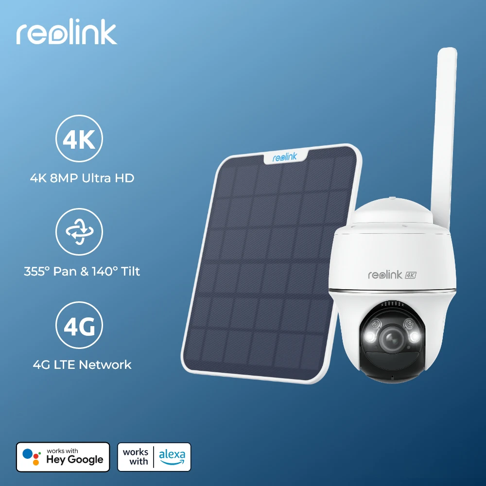 Reolink 5MP 3G/4G LTE PT Camera 4K 8MP Cellular Wireless Outdoor Security Camera Smart Detection Battery/Solar Powered IP Camera