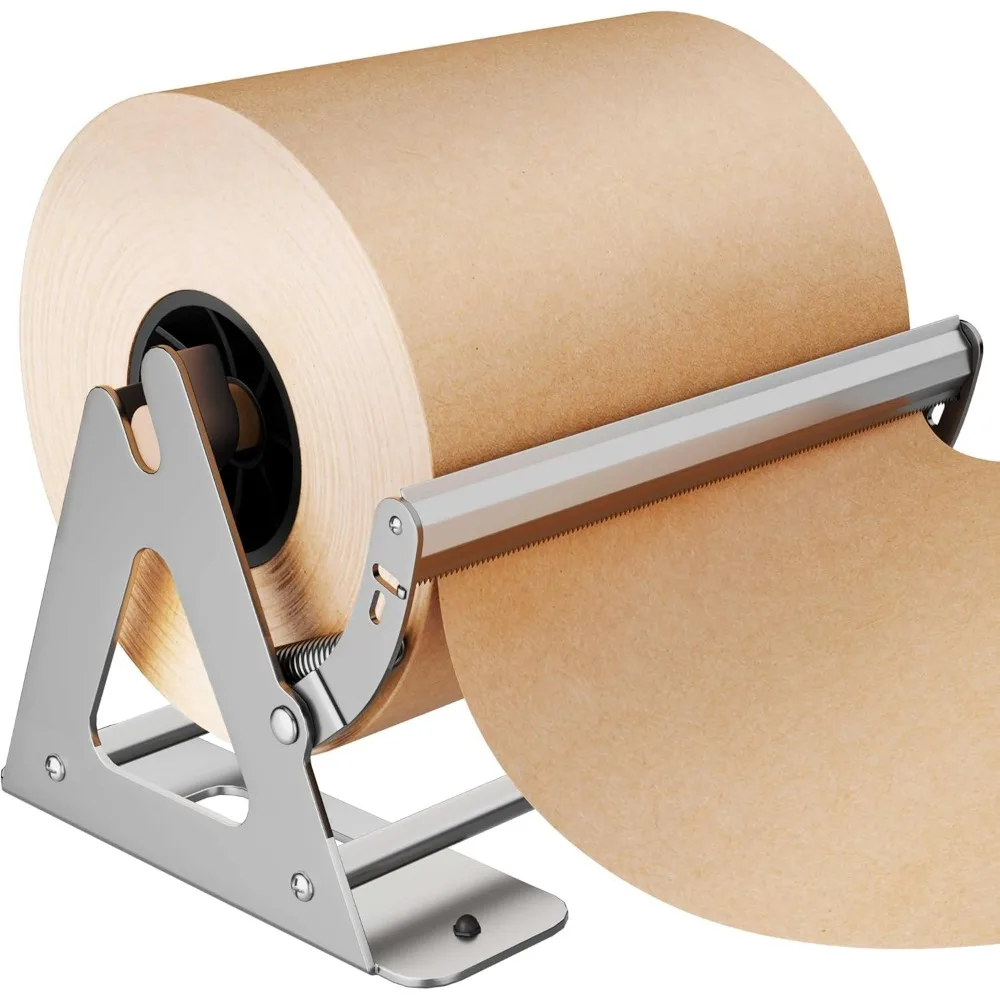 

Heavy-Duty Wall Mountable Paper Roll Dispenser and Cutter - Fits Up to 1000ft Rolls, Easy Setup