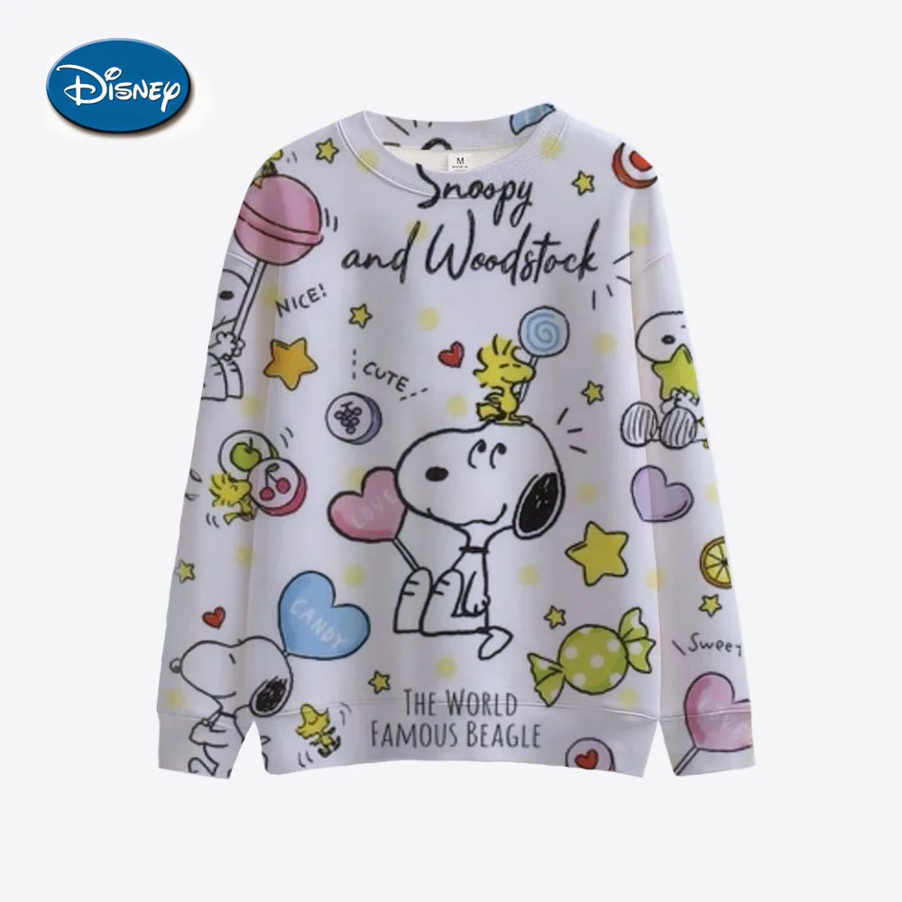 

Women's Cartoon Print Sweatshirts, Round Neck Coat, Loose Long Sleeve, Hatless Hoodie, Y2K Fashion, Autumn, Winter, New