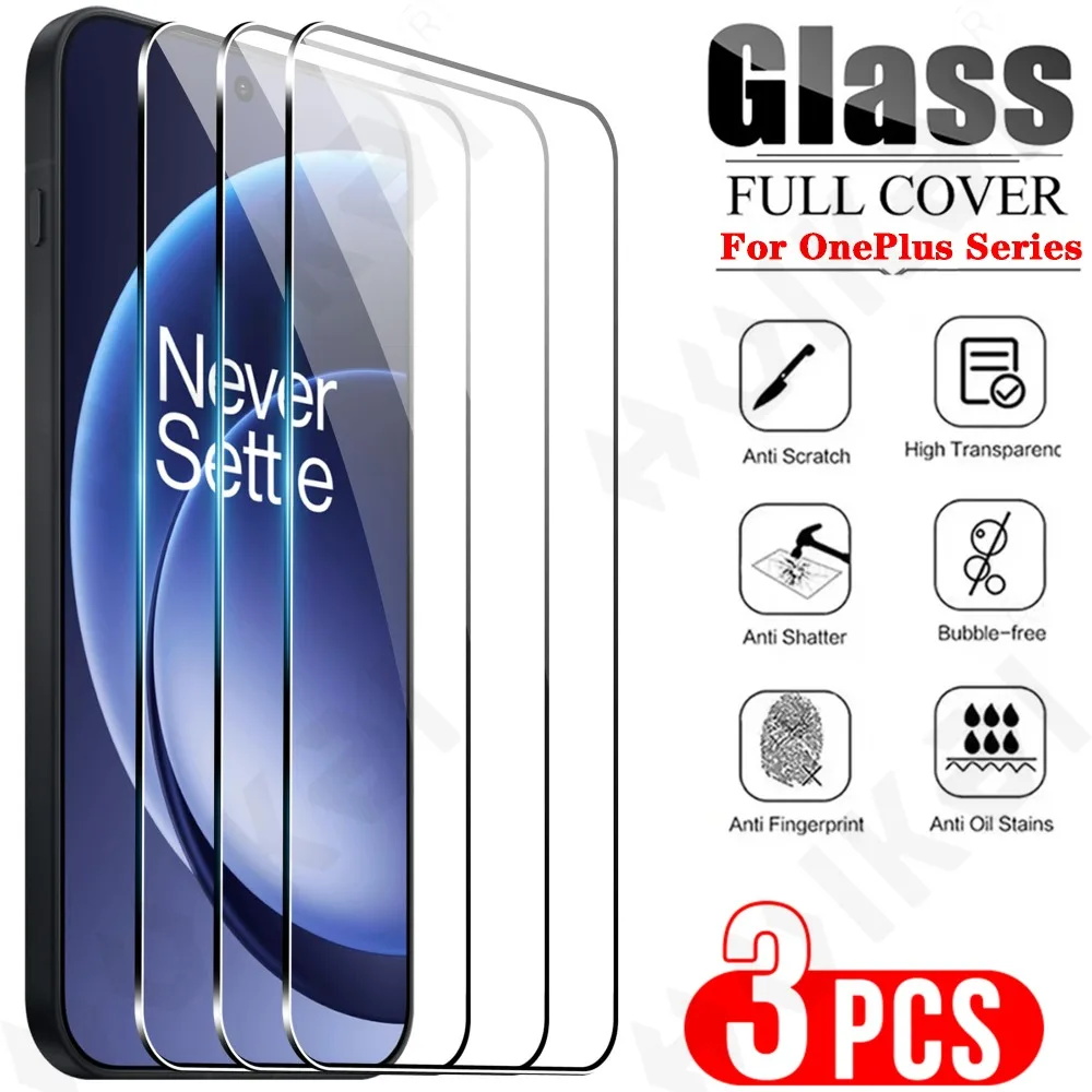 3 قطعة الزجاج المقسى ل OnePlus 15 13 12 11 10 Pro Nord 5 CE 5 2025 منحني غطاء كامل واقي للشاشة