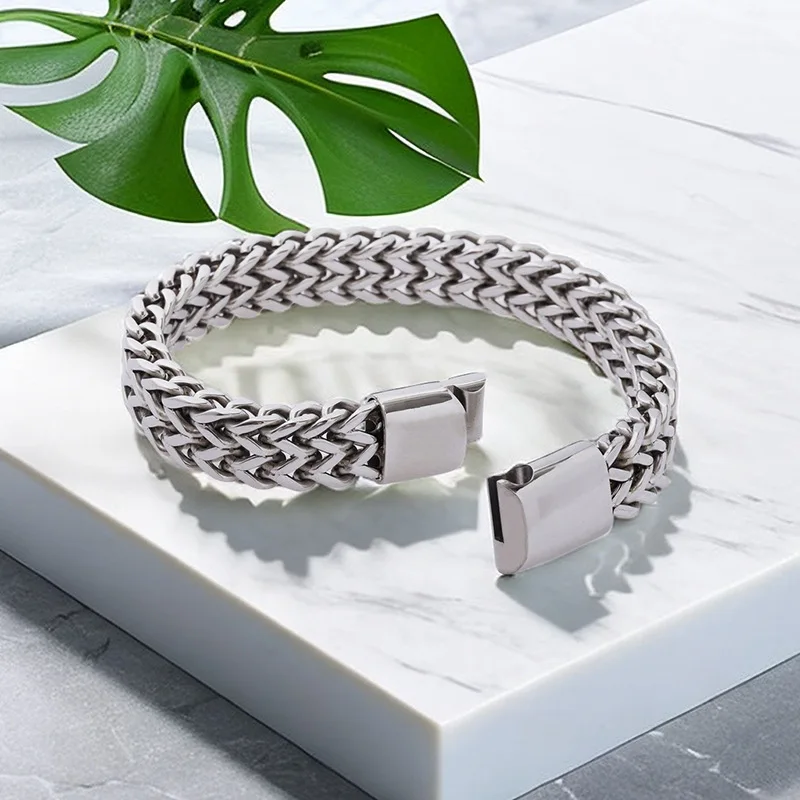 New Arrival 12MM 316L Stainless Steel Front and Reverse Chain Bracelet & Bangles Fashion Men's Accessories Christmas Gift