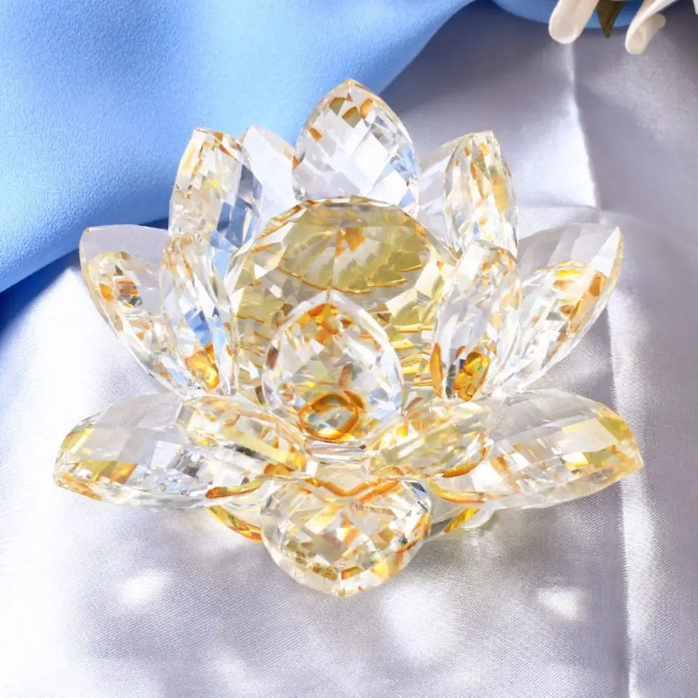 Feng shui Quarz Kristall Lotus Blume Handwerk Glas Briefbeschwerer Ornamente Figuren Hause Hochzeit Party Decor Geschenke Souvenir