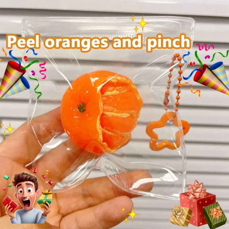 Cute Simulated Peeled Orange Squishy Toy, slow rising squeeze fidget ball for kids and adults to relieve stress