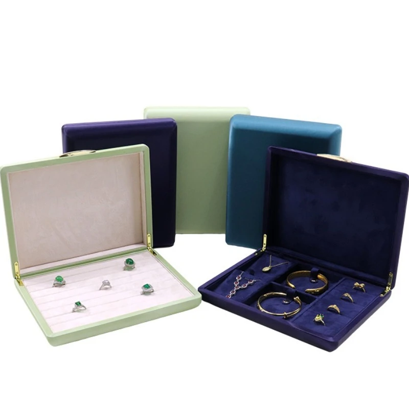 Fashion Velvet  Jewelry Display Tray PU Leather Bracelet Earring Ring Organizer Box for Countertop Showcase Gift for Women