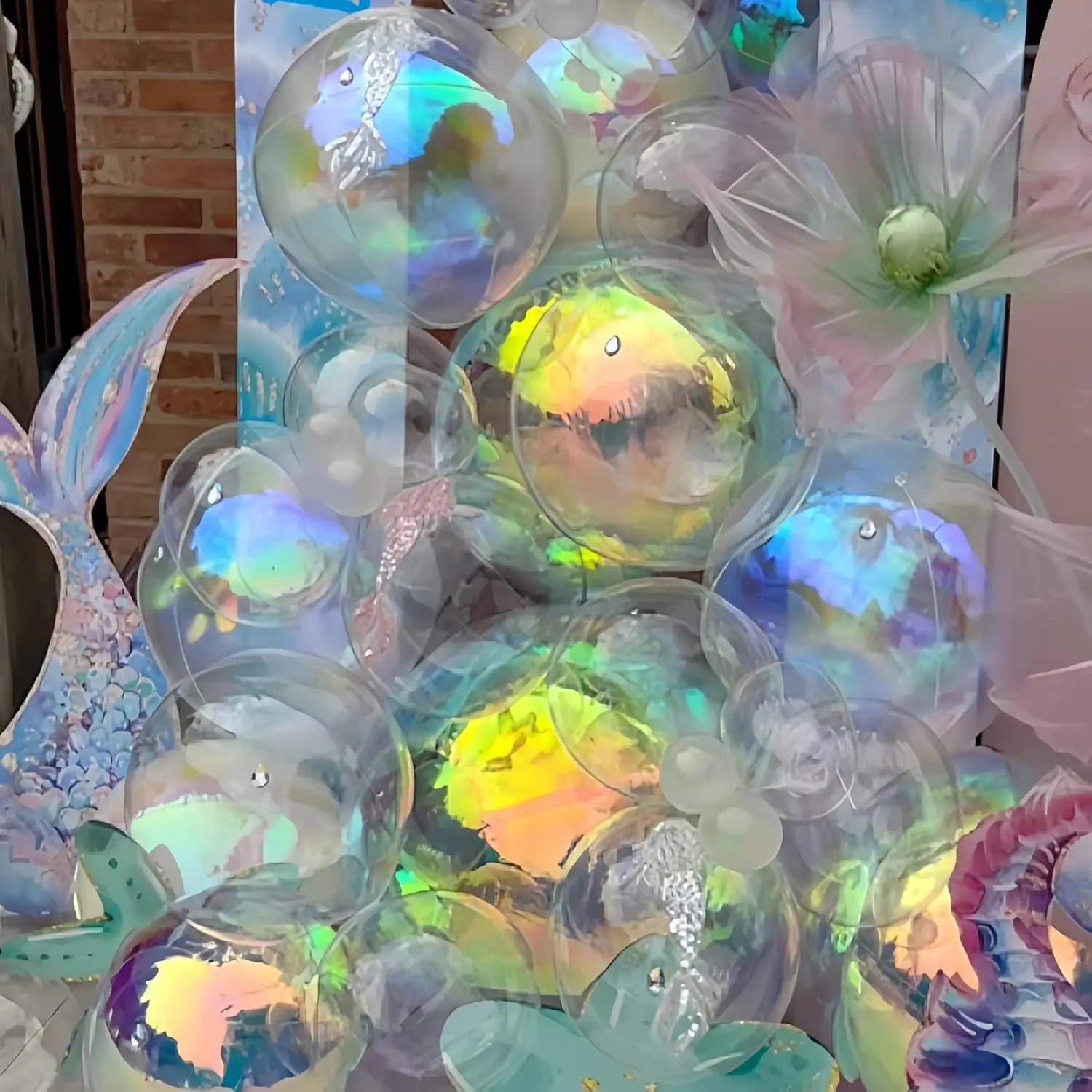 5/2/1Pcs Schillernde 4D Runde Folienballons Riesige Holographische 4D Folienballons Helium Luft Globos Meerjungfrau Geburtstag Hochzeit Dekor – Detail 24