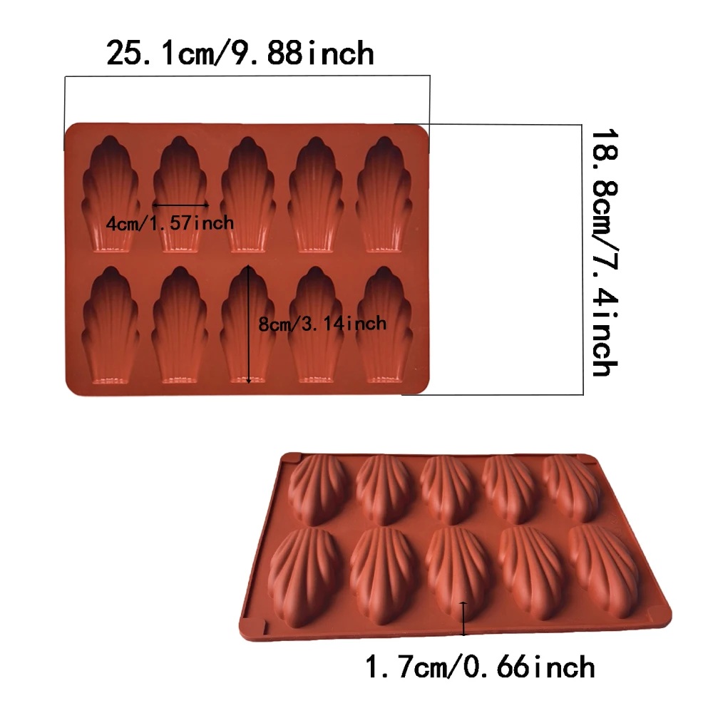 3pcs Silicone mold 10 cavity Madeline biscuit pan baking cake mold non stick baking tray,used for making candy pudding ice grids