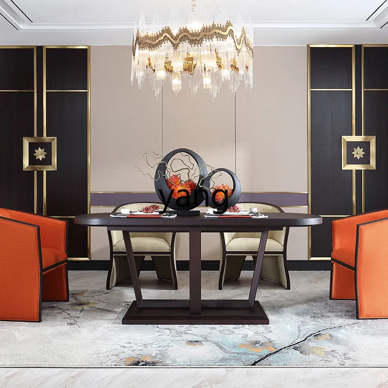 

LMM modern minimalist new Chinese long dining table 1.6 meters oval table