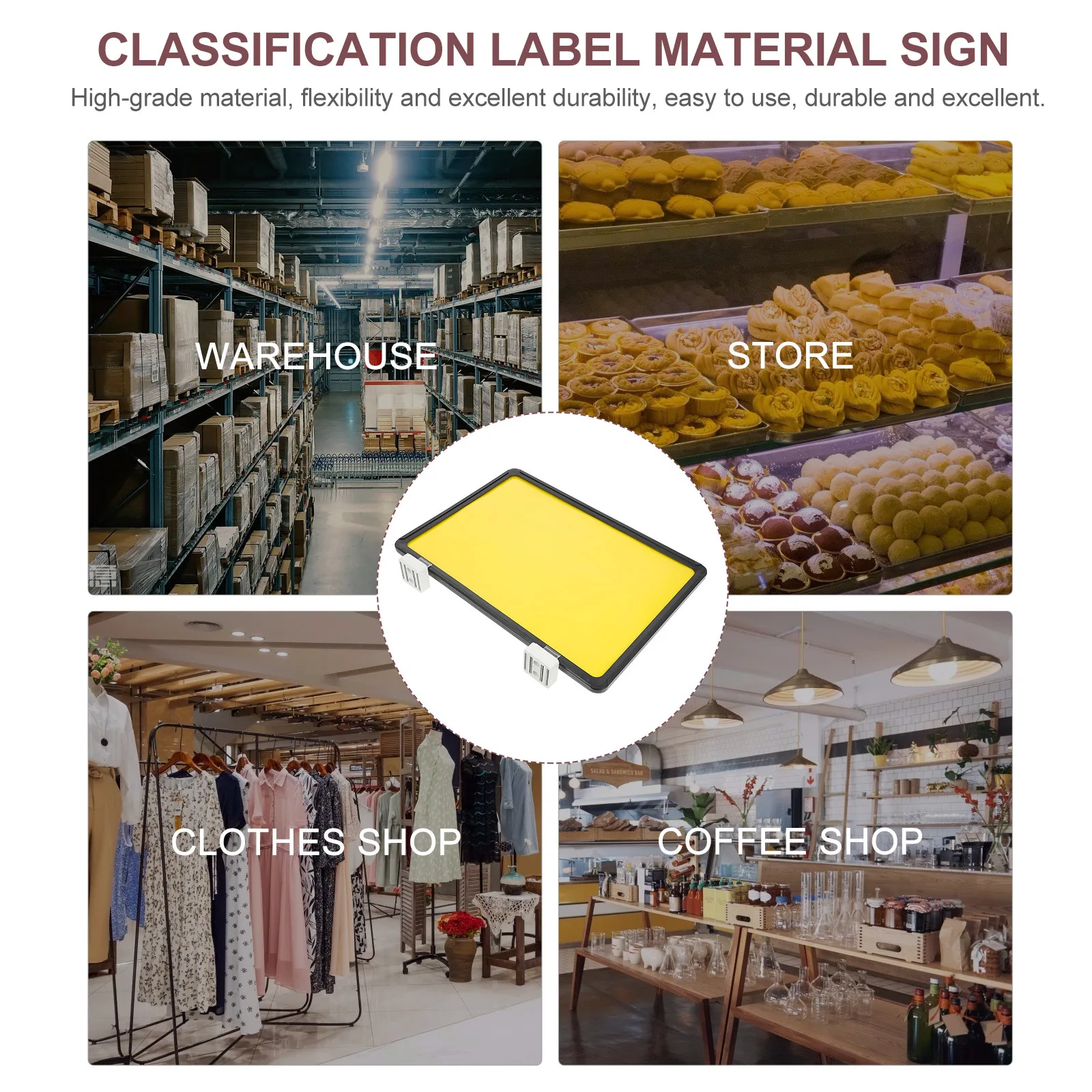 1pc Magnetic Warehouse Sign Board Durable Reusable Classification Label Indicator For Shelving Shelf Guide Iron Surface Black