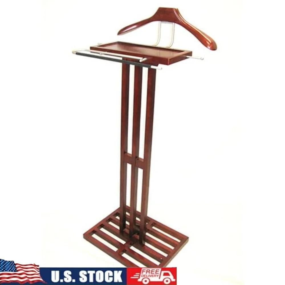 

Органайзер для гардероба Kyoto Valet из цельного дерева, элегантный дизайн, атласная никелевая фурнитура, незаменимый лоток для хранения одежды