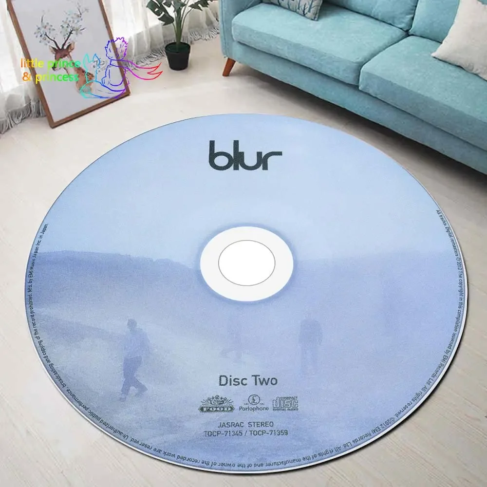 B-Blur CD Rug Music Round Mat Round Rug Round Carpet Bathroom Mat Black Mat Home Decor Rug Living Room Kitchen