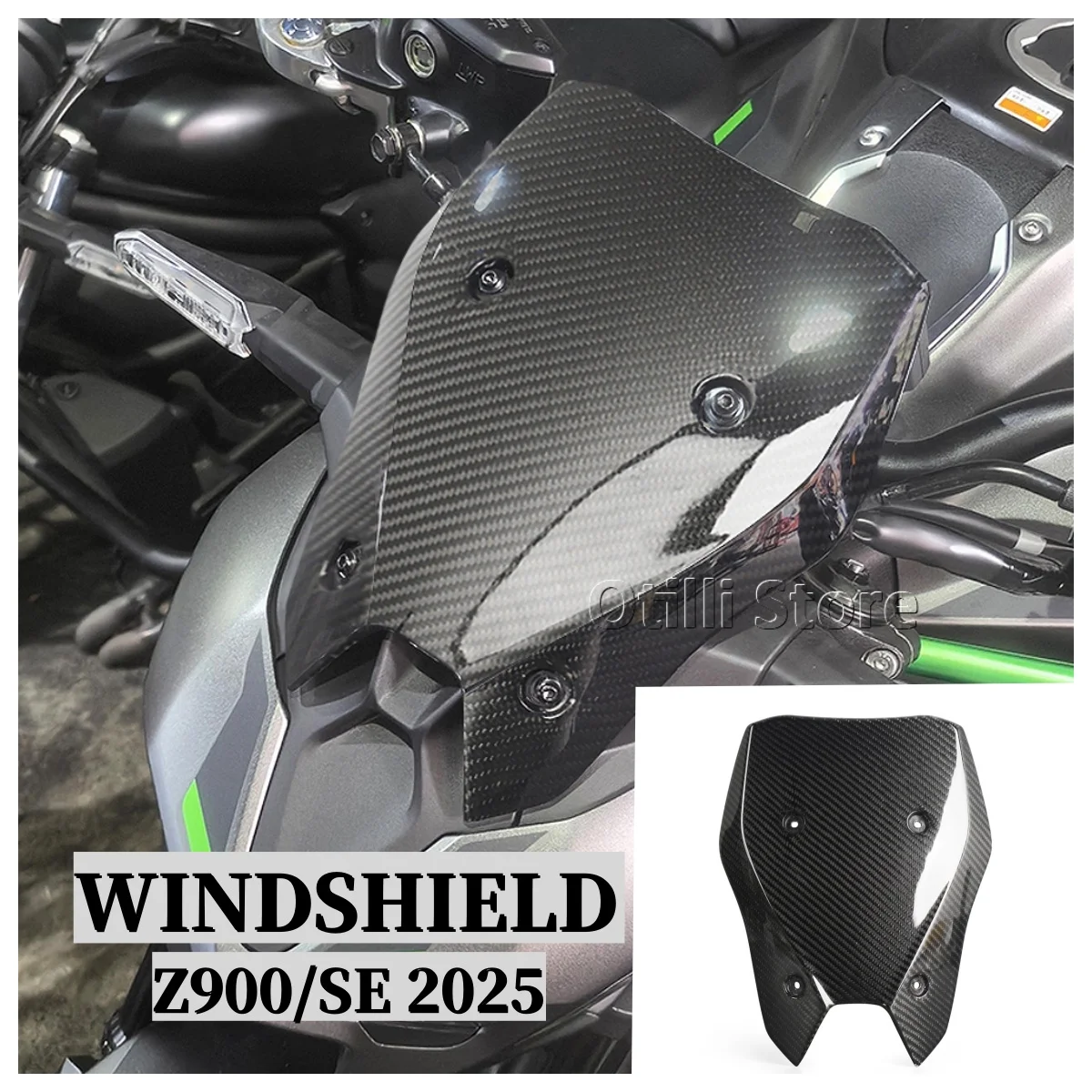 

Z900 Touring лобовое стекло дефлекторы козырек для Kawasaki Z 900 SE 2025 мотоцикл углеродное волокно защитный чехол для ветрового стекла