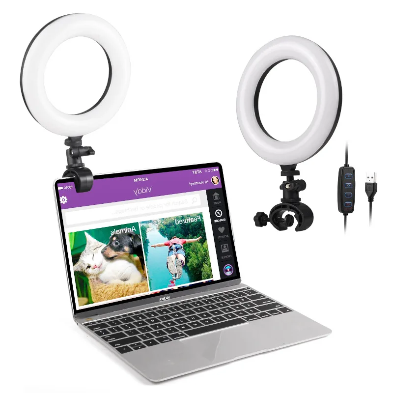 16CM Ring Light LED Lamp Lighting With Clip On Laptop Computer For Video Conference Zoom Webcam Chat Live Streaming Youtube