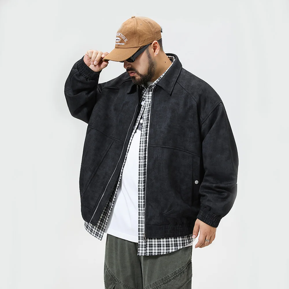 

Man Spring Autumn Big Size Coat Outerwear Men Streetwear Fashion Loose Casual Oversize Suede Bomber Cargo Jacket