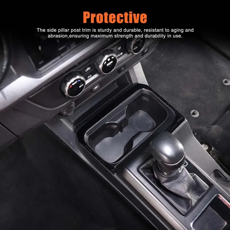 

For 2015-2022 Toyota Tacoma Soft Carbon Fiber Car Center Console Storage Water Cup Frame Panel Trim Sticker Accessories