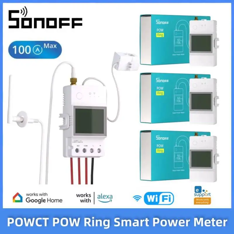 SONOFF POWCT 100A WiFi POW Ring Smart Power Meter Split CT Sensor ESP32 Chip Energy Monitor eWeLink APP with Alexa Google Home