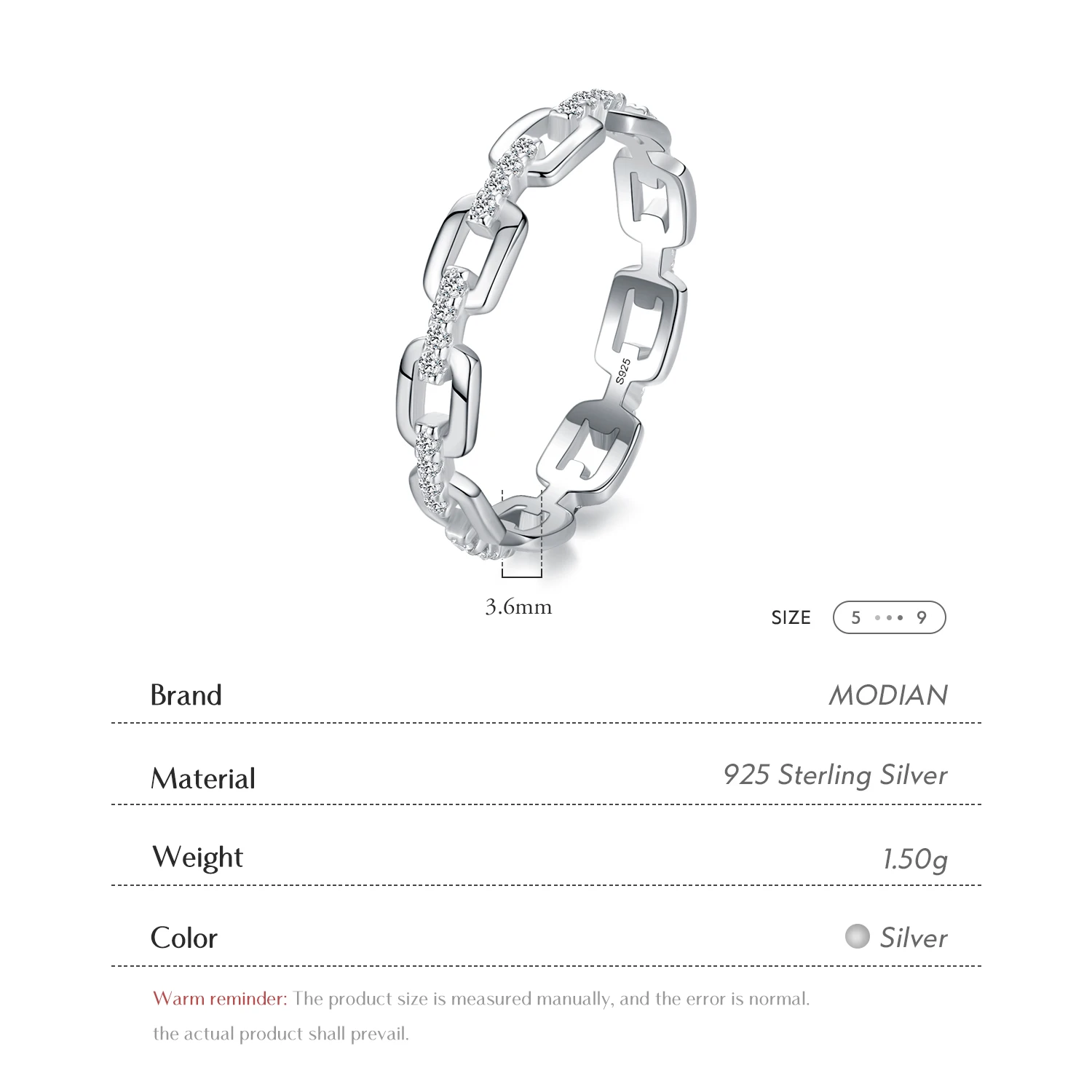 Modian Fashion Geometric Clear CZ Ring Real 925 Sterling Silver Exquisite Stackable Finger Rings For Women Statement Jewelry view 3