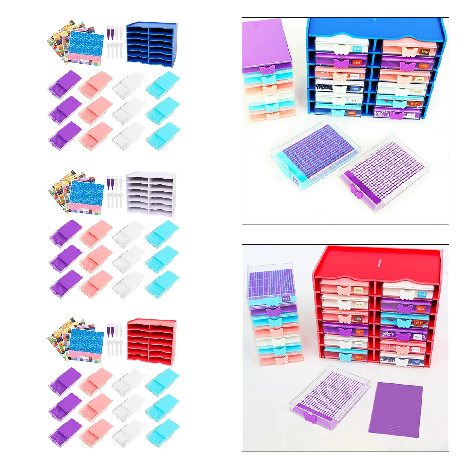 

12x Rhinestone Tray Diamond Storage Tray DIY Container Bead Sorting Plate Lid