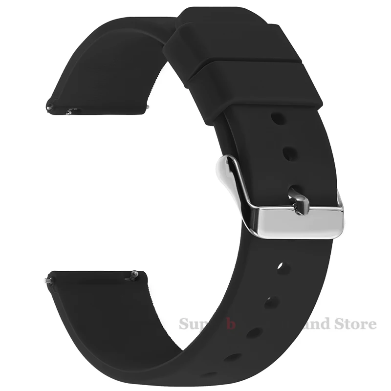 Silicone Watch Band for Samsung Galaxy 18/20/22/24mm Soft Quick Release Rubber Watch Bands for Garmin for Huawei Watch Straps