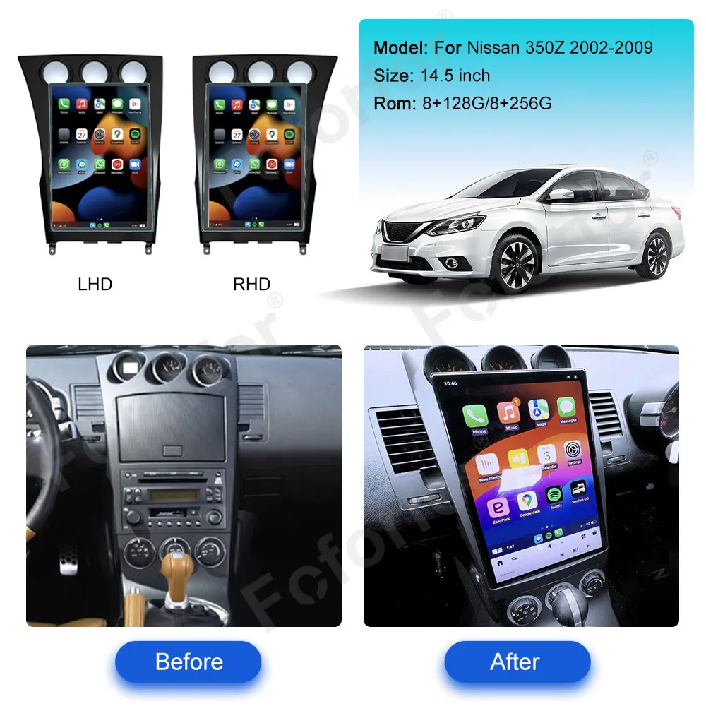 

Tesla Style Android Head Unit Radio For Nissan 370Z 2002-2009 GPS Navi 1920*1080 14.5 Inch Tesla 370Z Multimedia Carplay 4G