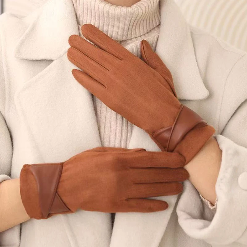 قفازات كورية دافئة للنساء موضة الشتاء بسيطة أنيقة مخملية مضادة للبرد قفازات لمس ركوب الخيل قفازات سميكة مقاومة للرياح #5