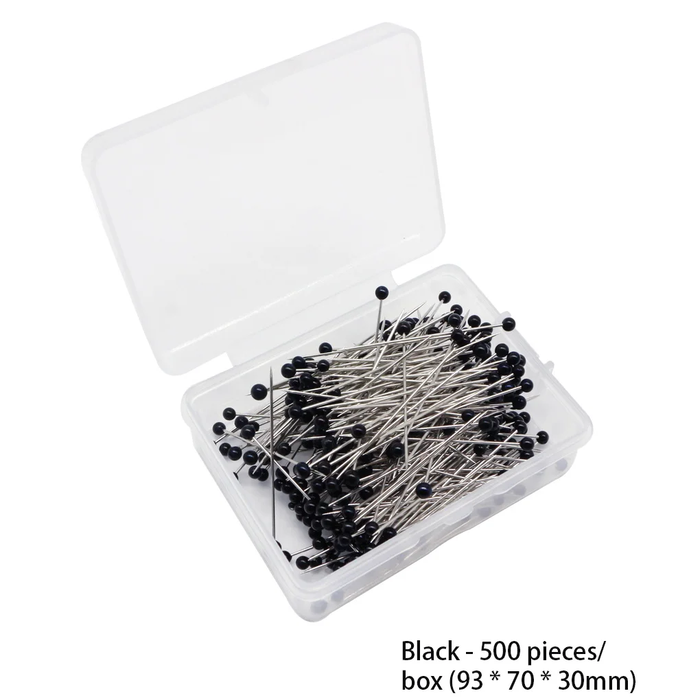 250Pcs Glass Ball Head Pins Good Fixation Wear-resistant DIY Sewing Crafts Pins Office Clothing Black 93*70*30mm 500pcs