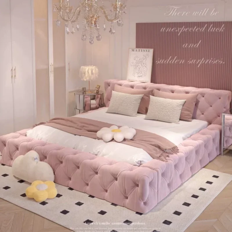 

Elastic High End Double Bed European Soft Kawaii Twin Queen Bedroom Beds Luxury Modern Girl 2 Person Camas De Casal Furniture