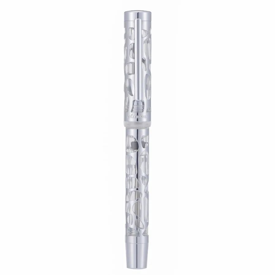 

For Asvine V169 Vacuum Filling Fountain Pen - Silver Transparent Acrylic Hollow Carved, EF/F/M Nib Writing Pen, Ideal Gift