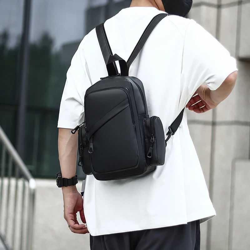 Geestock للتحويل حقيبة كروسبودي 2 In1 حقيبة ظهر ذات حمالة صغيرة للسفر المشي لمسافات طويلة سعة كبيرة الرجال حقيبة صدر للرجال حقيبة يومية عادية #6