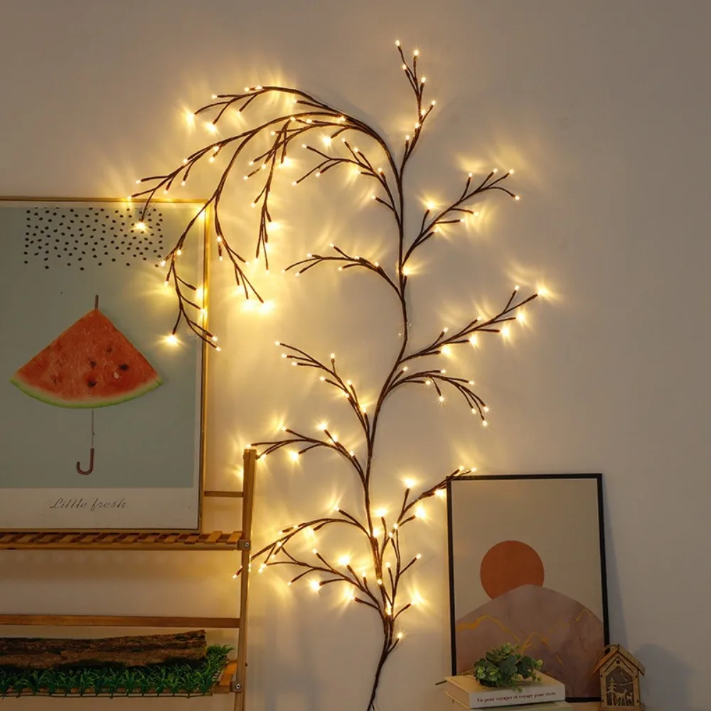 New 72/96/144 LED Tree Vine Light USB Lighting Form LED Lights String Simulation Rattan Christmas LED String Fireplace