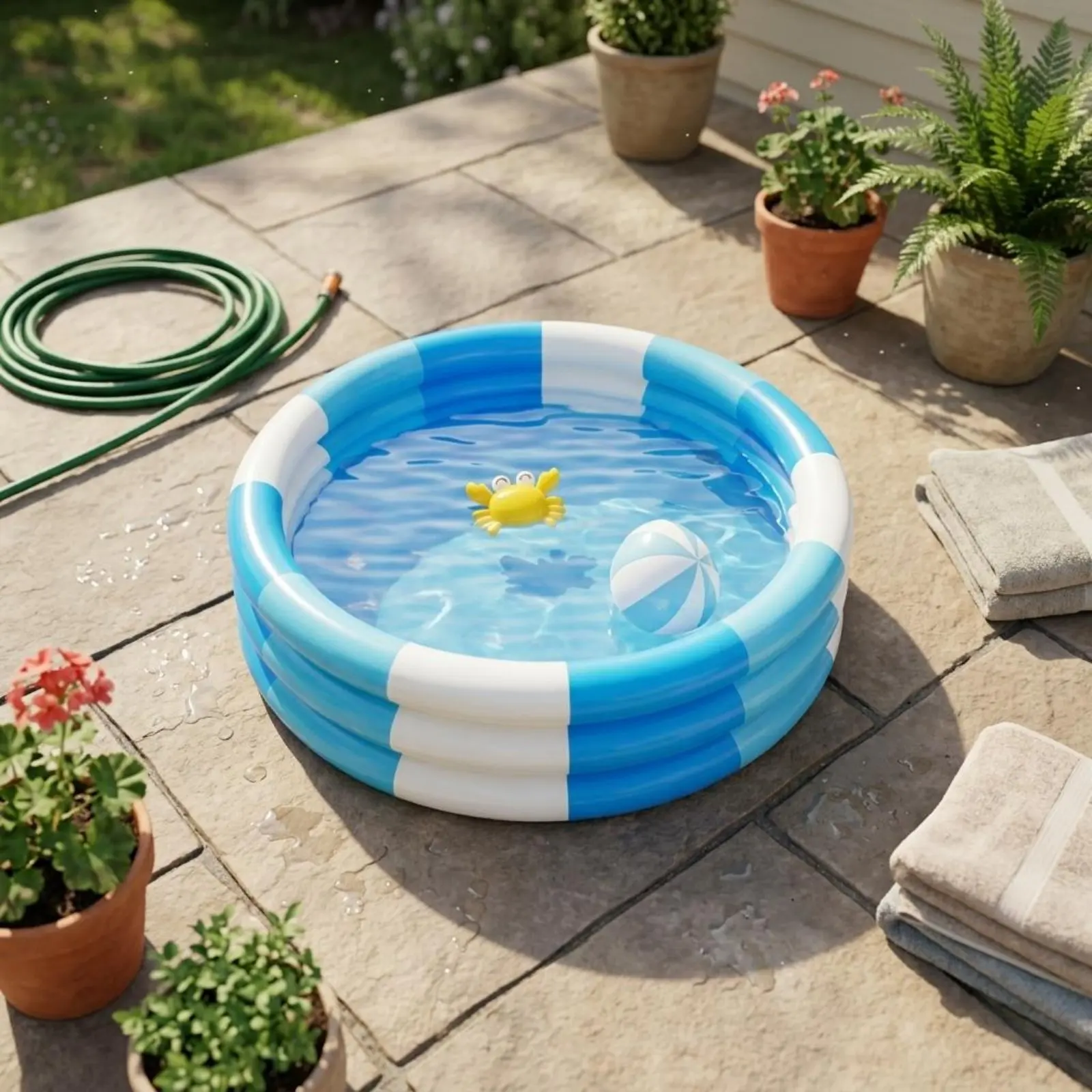 

3 Circular Kiddie Pool Shallow Raised Circular Pool Kids Product Easy to Inflate Long-Lasting Vinyl for Children