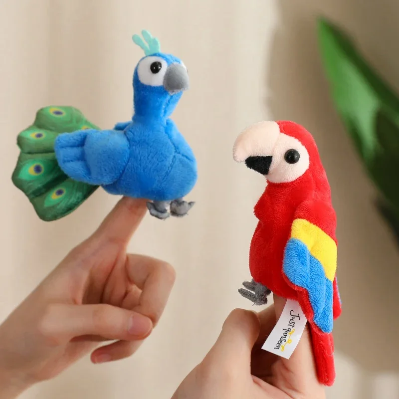 Mini marionetas de dedo de 9CM, juguetes educativos para niños, pájaros de dibujos animados de mano, animales marinos, muñeco de peluche, marionetas de mano, regalos de historia